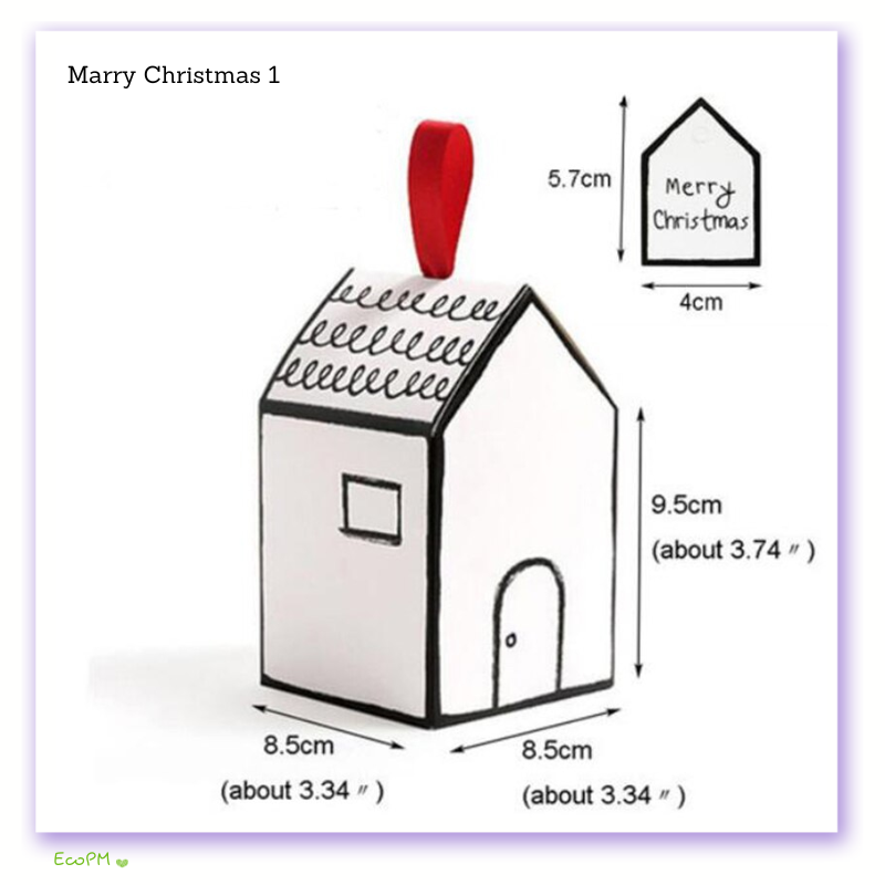 handcrafted-holiday-house-merry-christmas-1-favor-box-20pcs.jpg A handcrafted favor box with 'Merry Christmas' detailing and a cheerful red ribbon, perfect for seasonal gift-giving.