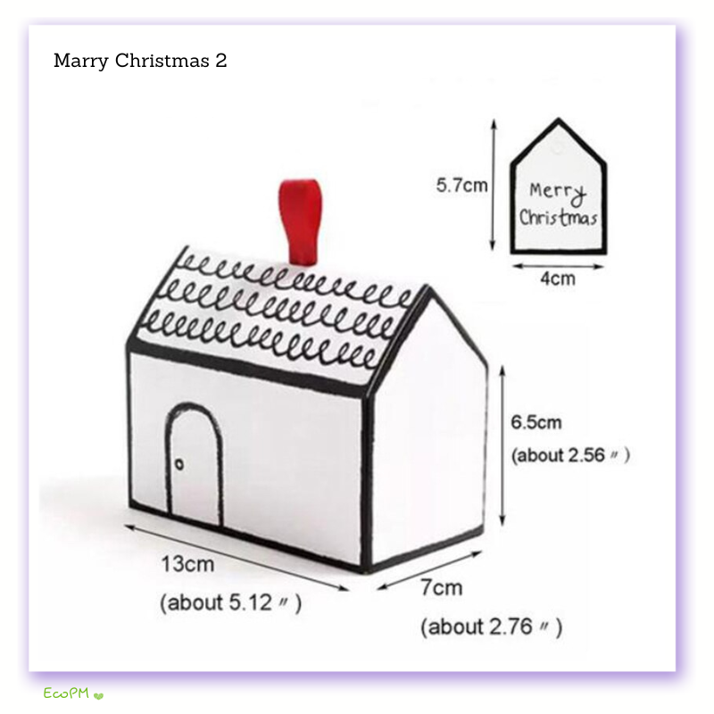 handcrafted-holiday-house-merry-christmas-2-favor-box-20pcs.jpg A handcrafted favor box with 'Merry Christmas 2' design and a festive red ribbon, adding a personalized touch to holiday gifting.