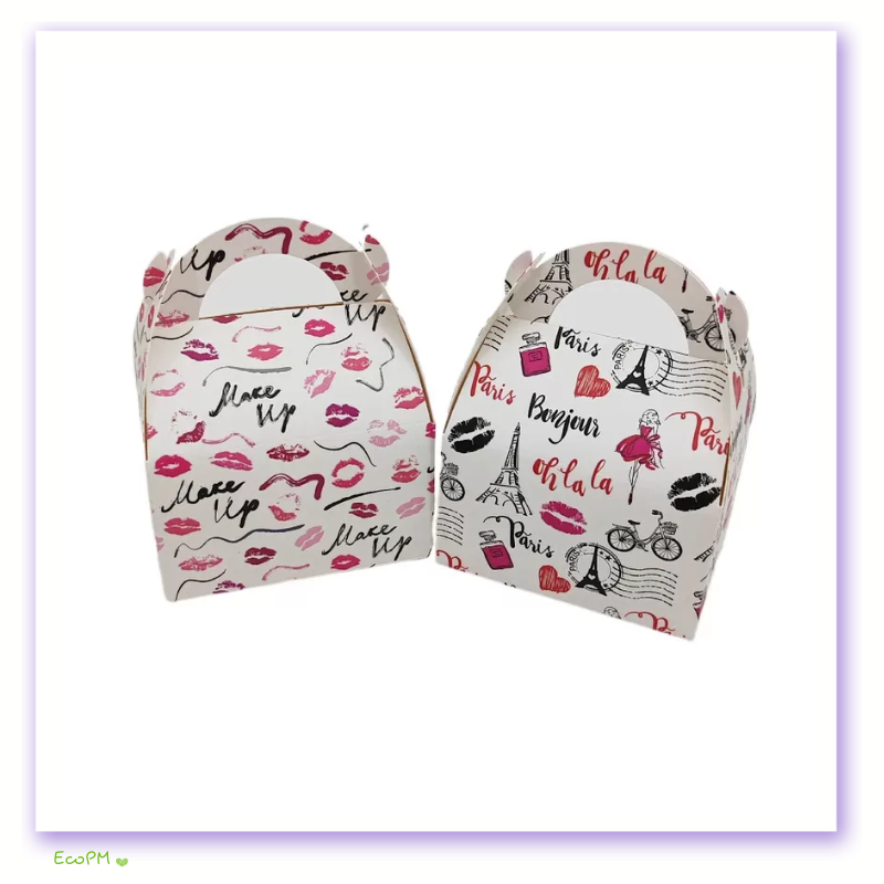 chic-paris-theme-gift-boxes.png Two assorted gift boxes with chic Paris and love-themed designs, featuring lipstick marks and iconic Parisian symbols