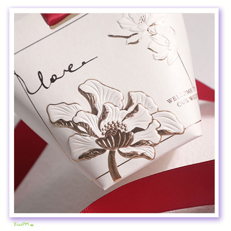 close-up-embossed-floral-wedding-favor-box.png Detailed close-up of a wedding favor box featuring an embossed floral design and