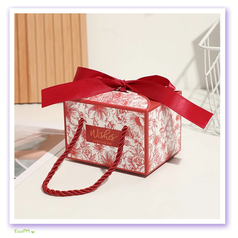 elegant-red-floral-favor-box.png Red Floral Favor Box with Satin Ribbon and Twisted Cord Handle