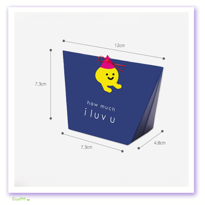 navy-blue-affection-message-favor-box-yellow-character.png A charming navy blue favor box featuring a cheerful yellow character with a party hat and the phrase