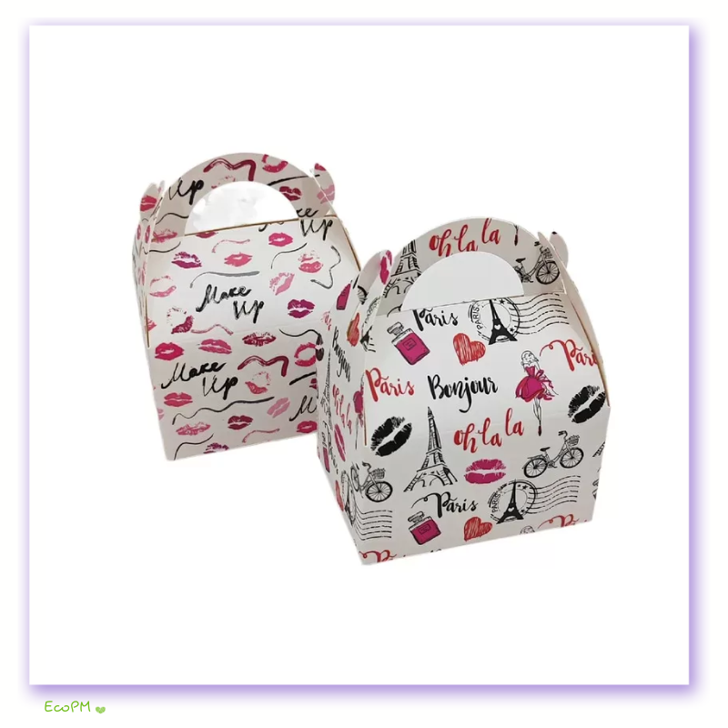 paris-kiss-gift-box.png Chic Paris and kisses themed gift box with Eiffel Tower and lipstick mark designs.