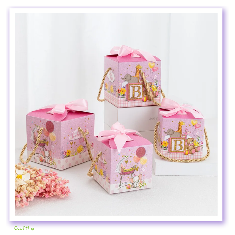 precious-pink-baby-shower-favor-boxes.png Precious Pink Baby Shower Favor Boxes with pastel ribbons and playful animal designs for a sweet celebration.