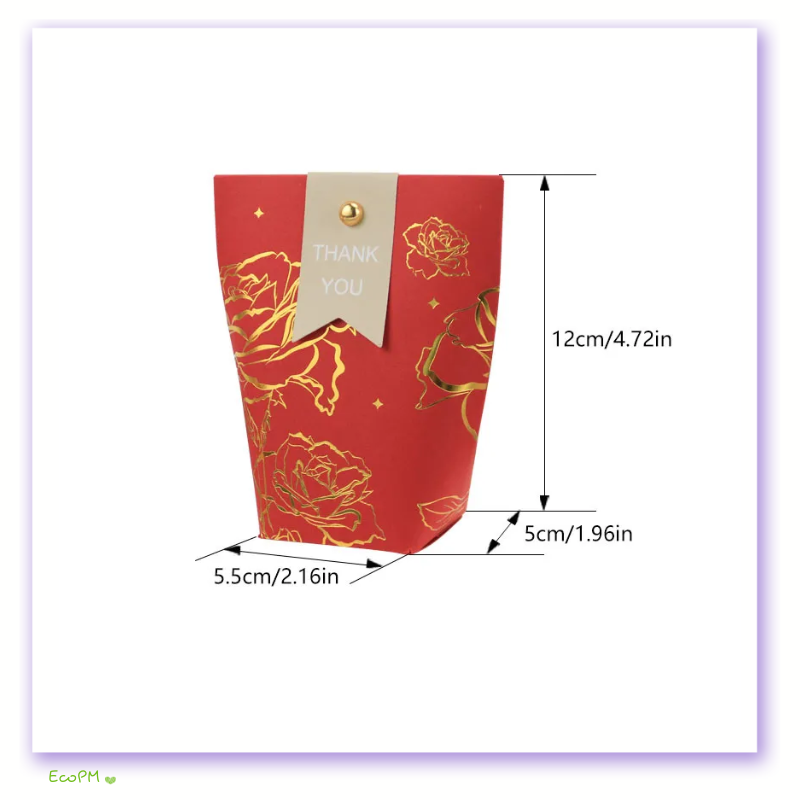 red-gold-floral-thank-you-favor-bag.png Elegant Red Favor Bag with Gold Rose Design and Thank You Tag