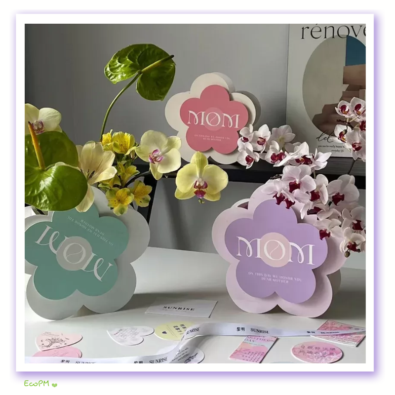 floral-mothers-day-card-display.png A display of Mother's Day cards in floral shapes with