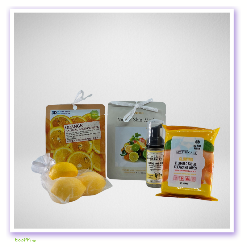 eco-skincare-essentials.png Eco-friendly skincare essentials with masks and cleansing wipes