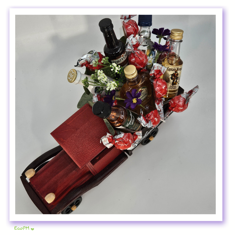 vintage-delight-liquor-chocolate-truck-topview Top view of Vintage Delight Liquor and Chocolate Truck showcasing contents