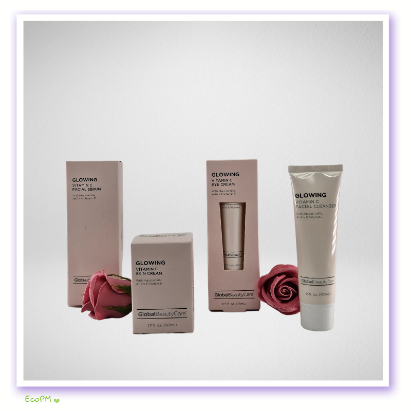 vitamin-c-skincare-collection.jpg Glowing skin care product line with vitamin C and rose accents