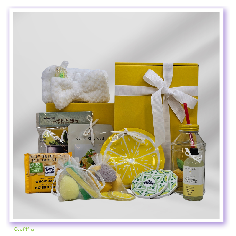 yellow-gift-box-with-natural-spa-products.jpg Yellow gift box packed with wellness and gourmet treats